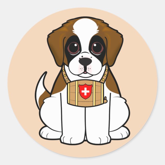 St. Bernard Puppy Runder Aufkleber (Vorderseite)