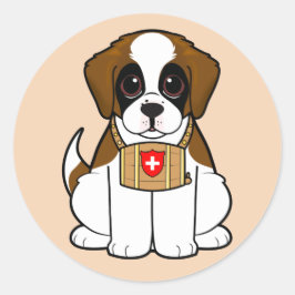 St. Bernard Puppy Runder Aufkleber