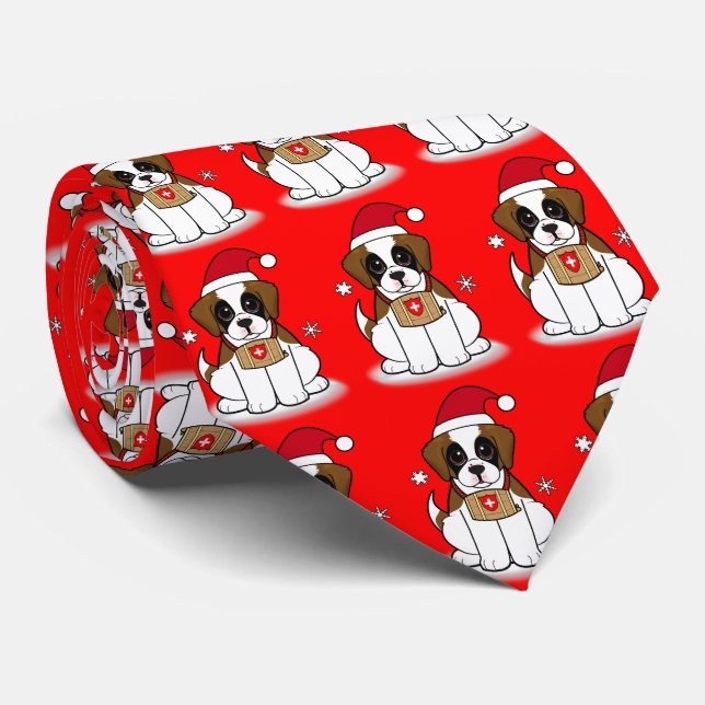 St. Bernard Puppy zu Weihnachten Neck Tie Krawatte (Gerollt)