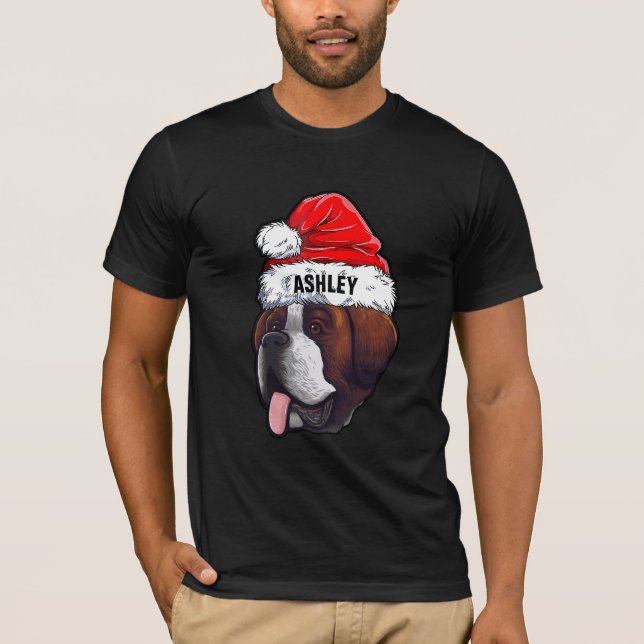 St. Bernard Terrier Christmas Hat Dog Big T-Shirt (Vorderseite)
