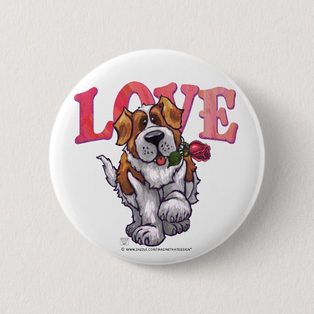 St. Bernard Valentinstag Button (Vorderseite)