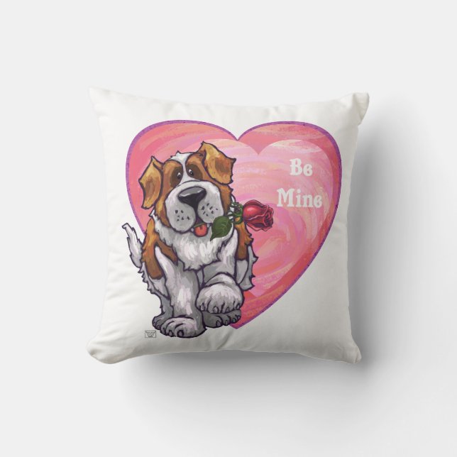 St. Bernard Valentinstag Kissen (Vorderseite)