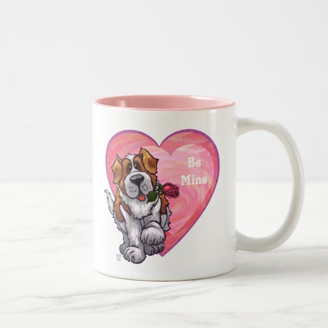 St. Bernard Valentinstag Zweifarbige Tasse (Rechts)