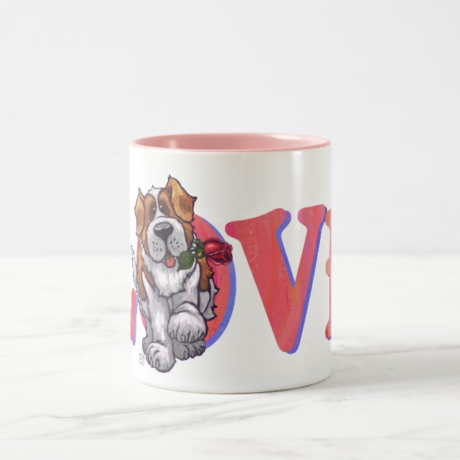 St. Bernard Valentinstag Zweifarbige Tasse (Mittel)