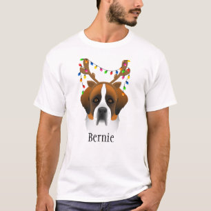 St. Bernard Weihnachten Antlers Custom Hund Mama P T-Shirt