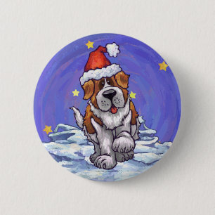 St. Bernard Weihnachten Button