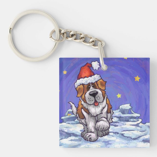 St. Bernard Weihnachten Schlüsselanhänger (Vorderseite)