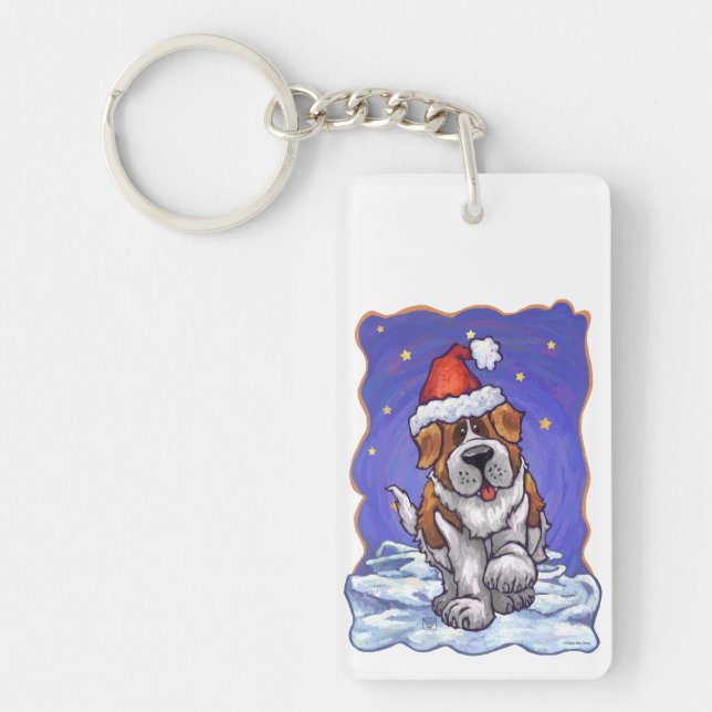 St. Bernard Weihnachten Schlüsselanhänger (Vorderseite)