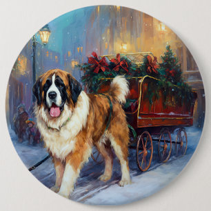 St. Bernard Weihnachtsfeiertag Button