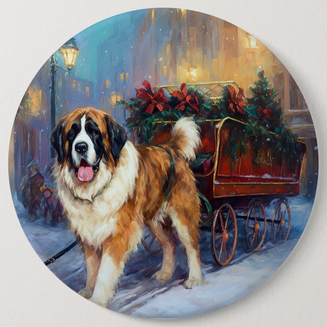 St. Bernard Weihnachtsfeiertag Button (Vorderseite)