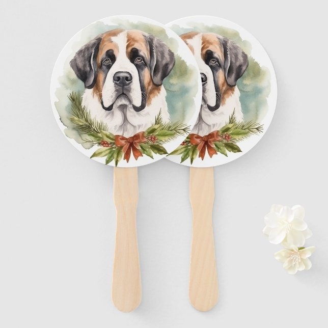 St. Bernard Weihnachtsfeiertag Fächer (Vorne und Hinten)