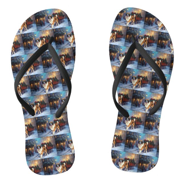 St. Bernard Weihnachtsfeiertag Flip Flops (Fußbett)