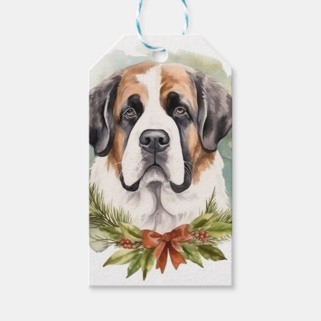 St. Bernard Weihnachtsfeiertag Geschenkanhänger (Vorderseite)
