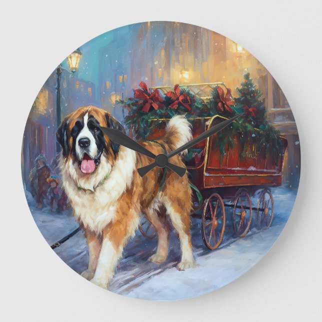 St. Bernard Weihnachtsfeiertag Große Wanduhr (Vorderseite)