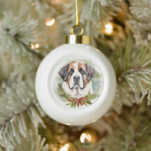 St. Bernard Weihnachtsfeiertag Keramik Kugel-Ornament