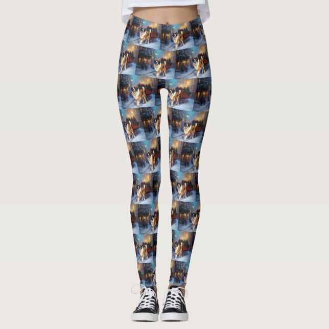 St. Bernard Weihnachtsfeiertag Leggings (Vorderseite)