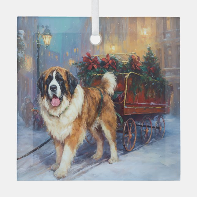 St. Bernard Weihnachtsfeiertag Ornament Aus Glas (Vorderseite)