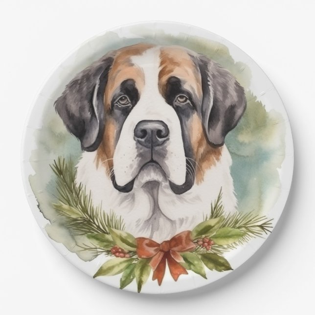 St. Bernard Weihnachtsfeiertag Pappteller (Vorderseite)