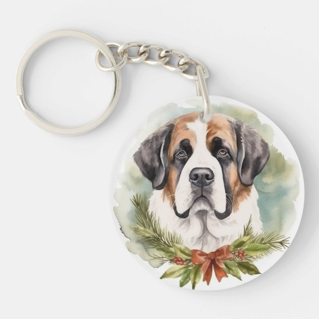 St. Bernard Weihnachtsfeiertag Schlüsselanhänger (Vorderseite)