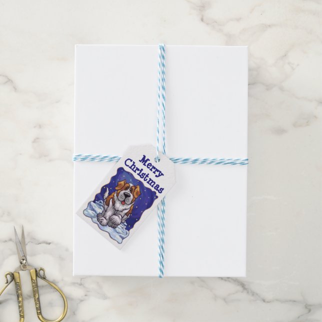 St. Bernard Weihnachtsgeschenke Tags Geschenkanhänger (Mit Garn)