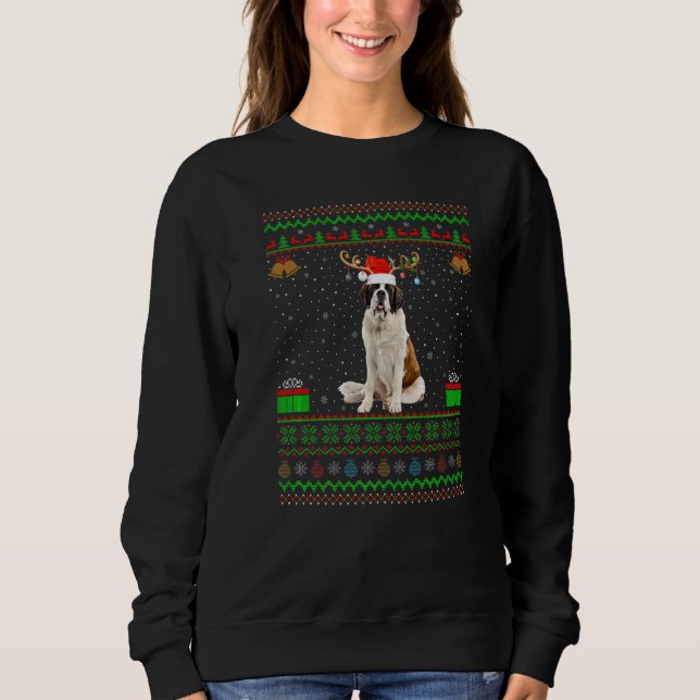 St Bernard Weihnachtsmannmütze Matching Ugly Saint Sweatshirt (Vorderseite)