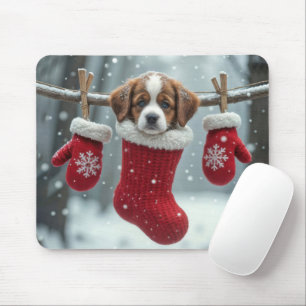 St. Bernard Welpe zu Weihnachten Strumpf Mousepad