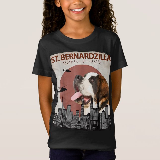 St. Bernardzilla Funny Festival Moon and Stars T-Shirt (Vorderseite)
