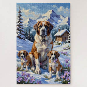 St. Bernhard Alpen-Krokus-Kunst Puzzle