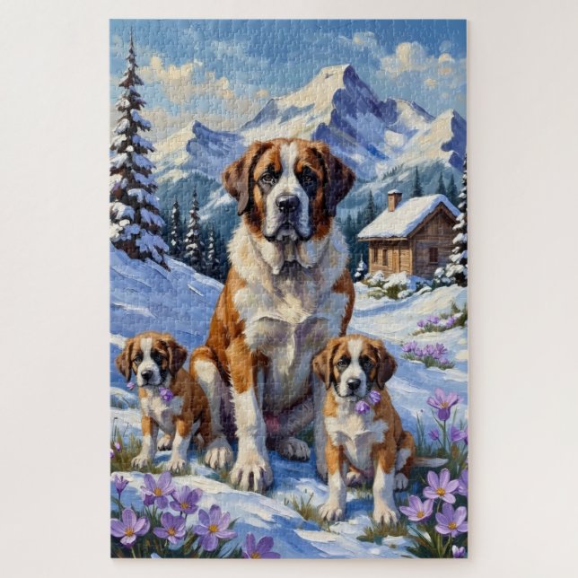 St. Bernhard Alpen-Krokus-Kunst Puzzle (Vertikal)