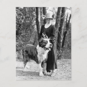 St. Bernhard & Boston Terrier, 1925 Postkarte