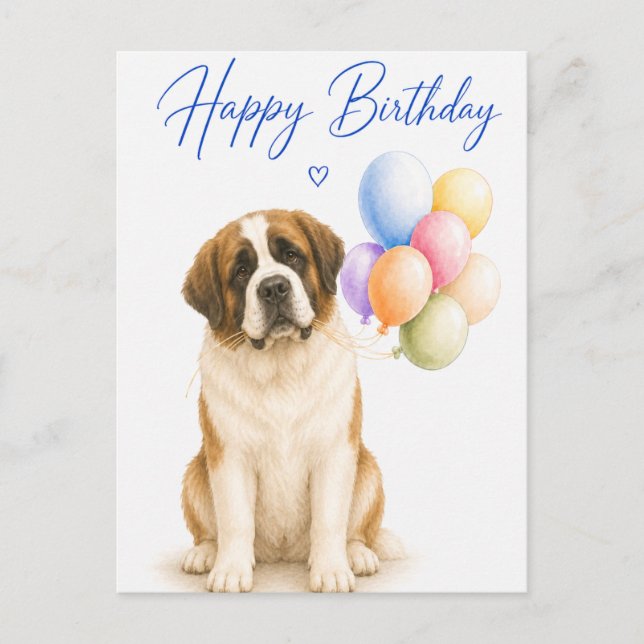 St. Bernhard Geburtstag Postkarte (Vorderseite)