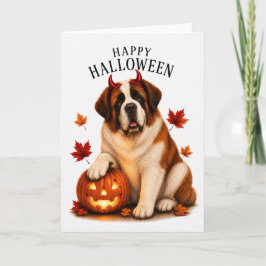St. Bernhard-Halloween-Teufelshund Karte