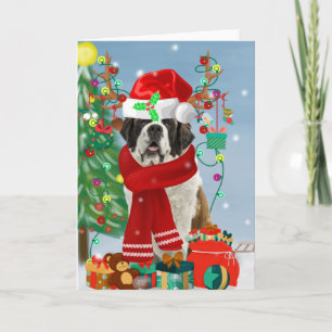 St. Bernhard Hund im Schnee Weihnachten  Karte