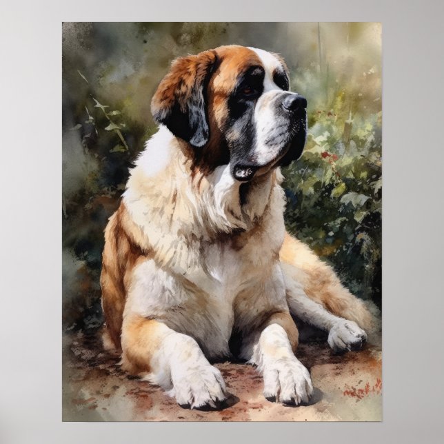 St. Bernhard Hund Kunst Druck Poster (Vorne)