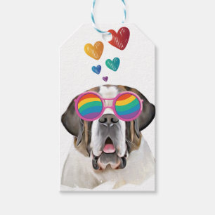 St. Bernhard Hund mit Herzen Valentinstag Geschenkanhänger