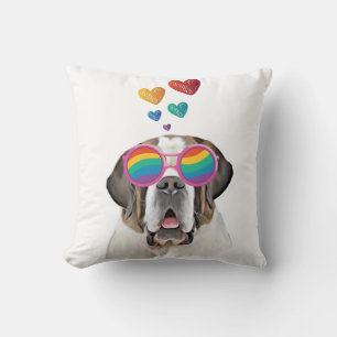 St. Bernhard Hund mit Herzen Valentinstag Kissen