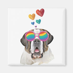 St. Bernhard Hund mit Herzen Valentinstag Magnet