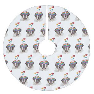 St. Bernhard Hund mit Herzen Valentinstag Polyester Weihnachtsbaumdecke