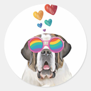 St.-Bernhard-Hund mit Herzen Valentinstag Runder Aufkleber