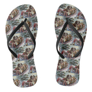 St. Bernhard Hund Weihnachten Festlich Flip Flops
