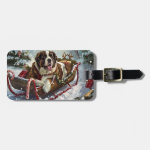 St. Bernhard Hund Weihnachten Festlich Gepäckanhänger