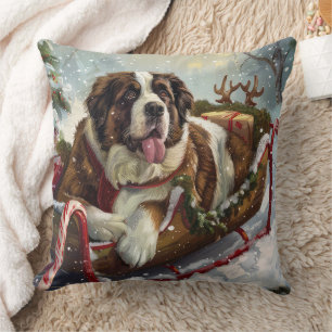 St. Bernhard Hund Weihnachten Festlich Kissen