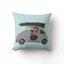 St. Bernhard in Hippie-Auto zu Weihnachten