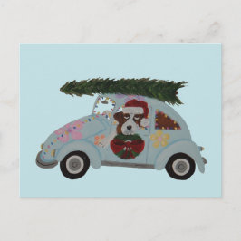 St. Bernhard in Hippie-Auto zu Weihnachten Postkarte