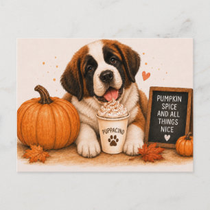 St. Bernhard lädt zum Pumpkin Spice Puppaccino ein Postkarte