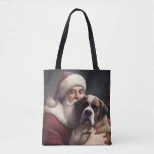 St. Bernhard mit Weihnachtsmann Festliches Weihnac