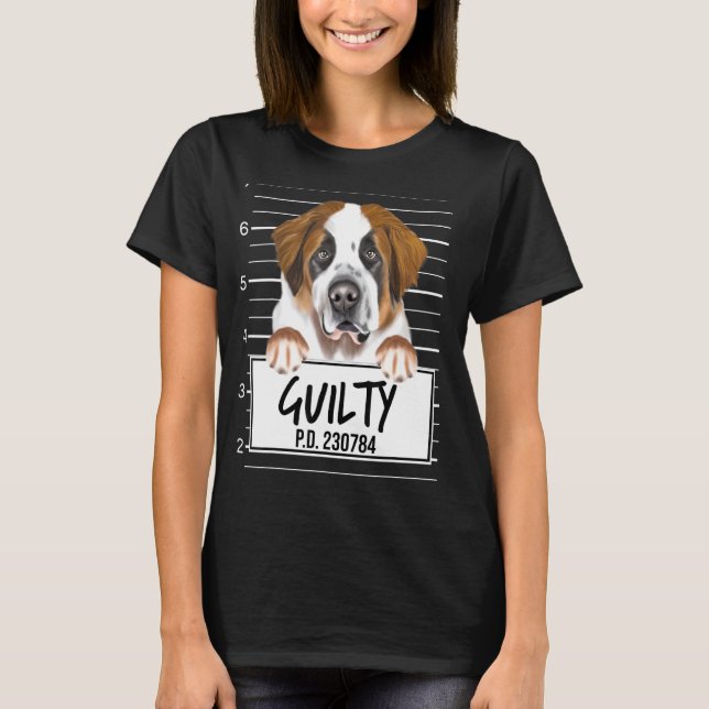 St.-Bernhard-Mugshot-schuldiger Hund T-Shirt (Vorderseite)