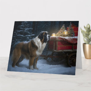 St. Bernhard Schnee-Schlitten Weihnachtsdekoration Karte