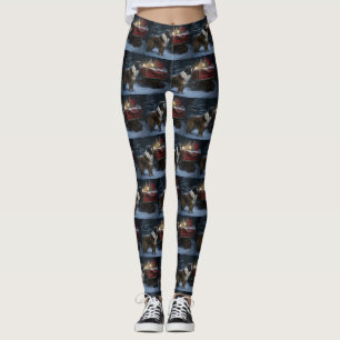 St. Bernhard Schnee-Schlitten Weihnachtsdekoration Leggings