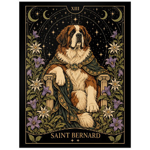 St. Bernhard, Sternen-Tarot-Kunst Postkarte